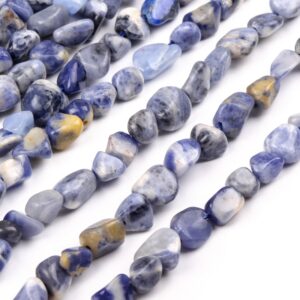 Genuine Natural Sodalite Gemstone Beads 6-8MM Blue Pebble Nugget A Quality Loose Beads (108462)