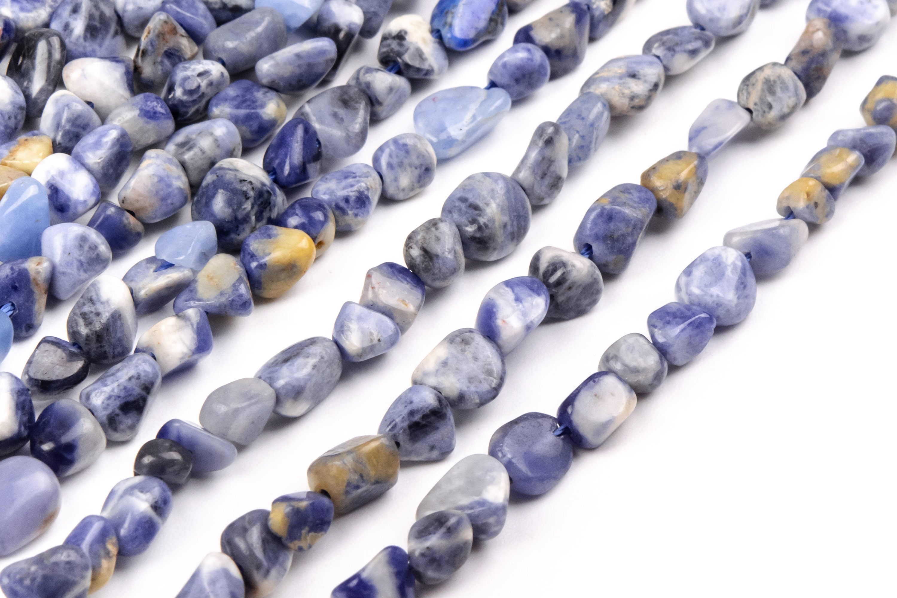 Genuine Natural Sodalite Gemstone Beads 6-8mm Blue Pebble Nugget A Quality Loose Beads (108462)