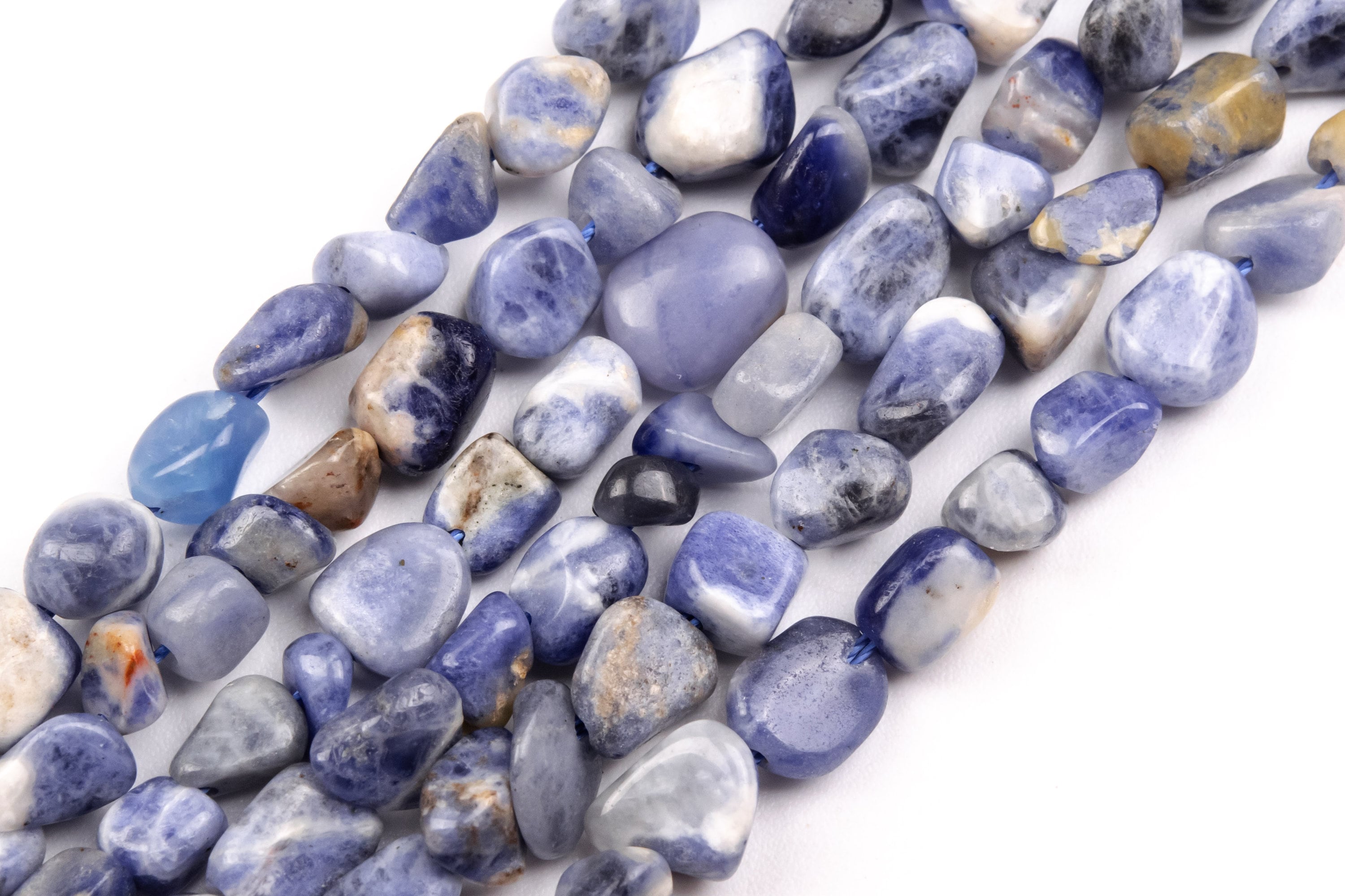 Genuine Natural Sodalite Loose Beads Grade A Pebble Nugget Shape 6-8mm
