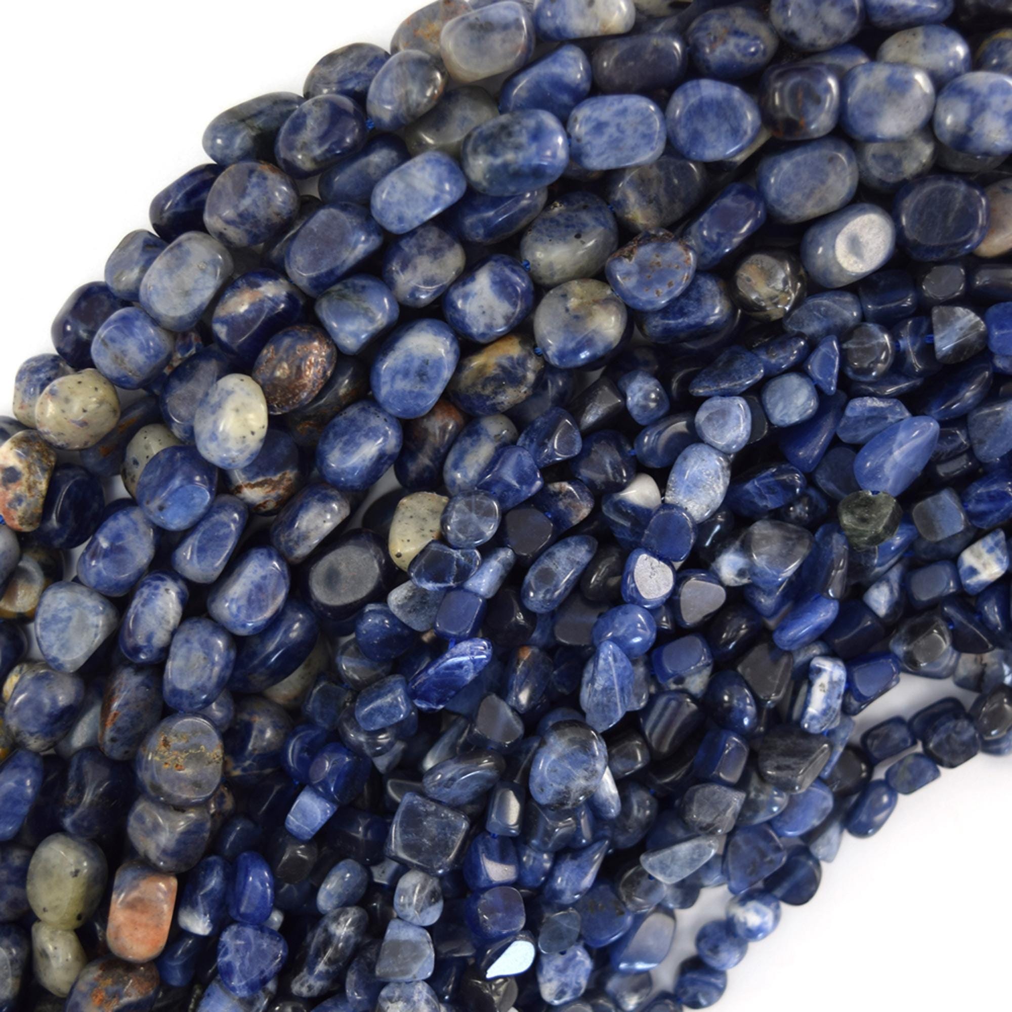 Natural Blue Sodalite Pebble Nugget Beads Gemstone 15.5" Strand 4-6mm 8-10mm S1