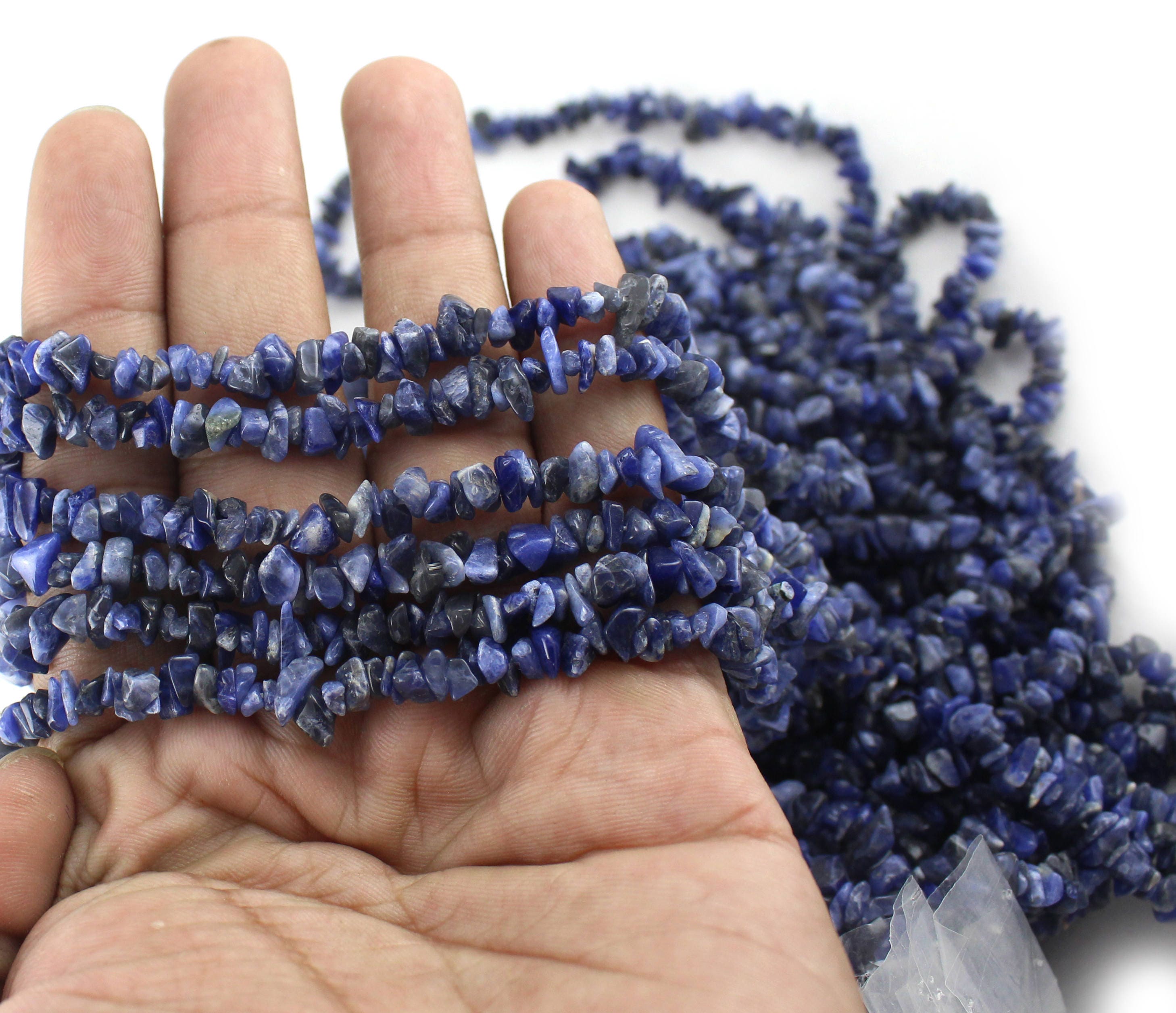 New Brand- Sodalite Uncut Chips Beads, 36 Inches Beads An Amazing Item, Semi Precious Gemstone Beads