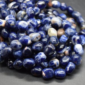 Orange (sunset) Sodalite Gemstone Pebble Tumblestone Nugget Beads - 7mm - 10mm - 15" Strand