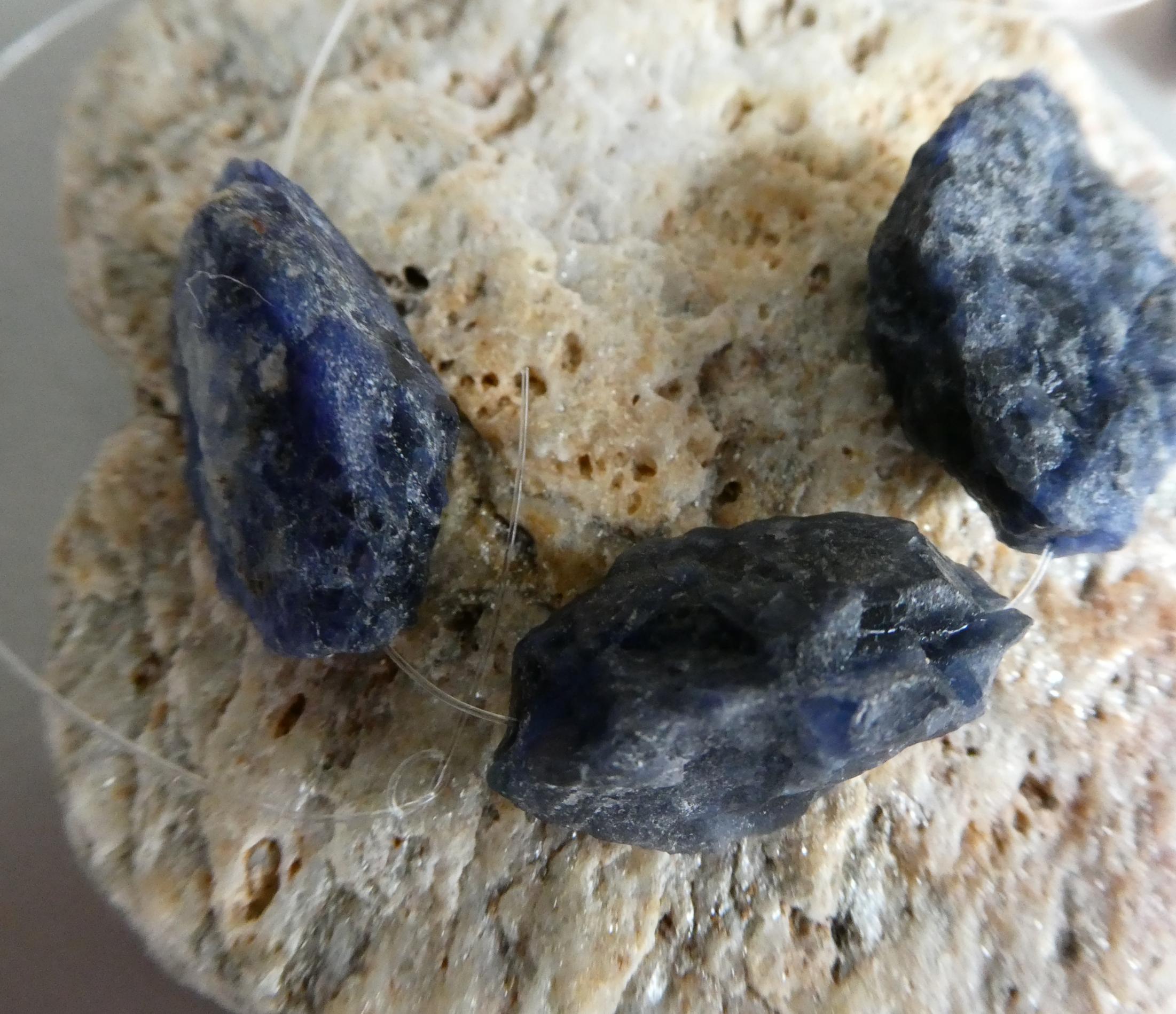 Raw Sodalite Marquise 21-24mm Matte Beads- 3 Pcs Nuggets-bracelet Jewelry Making-focal Craft Beads
