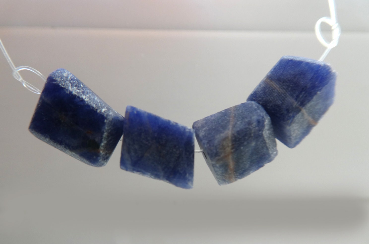 Raw Sodalite Matte Rectangle 8-10mm Beads-4 Natural Blue Ink Gemstone -craft Beads-jewelry Making