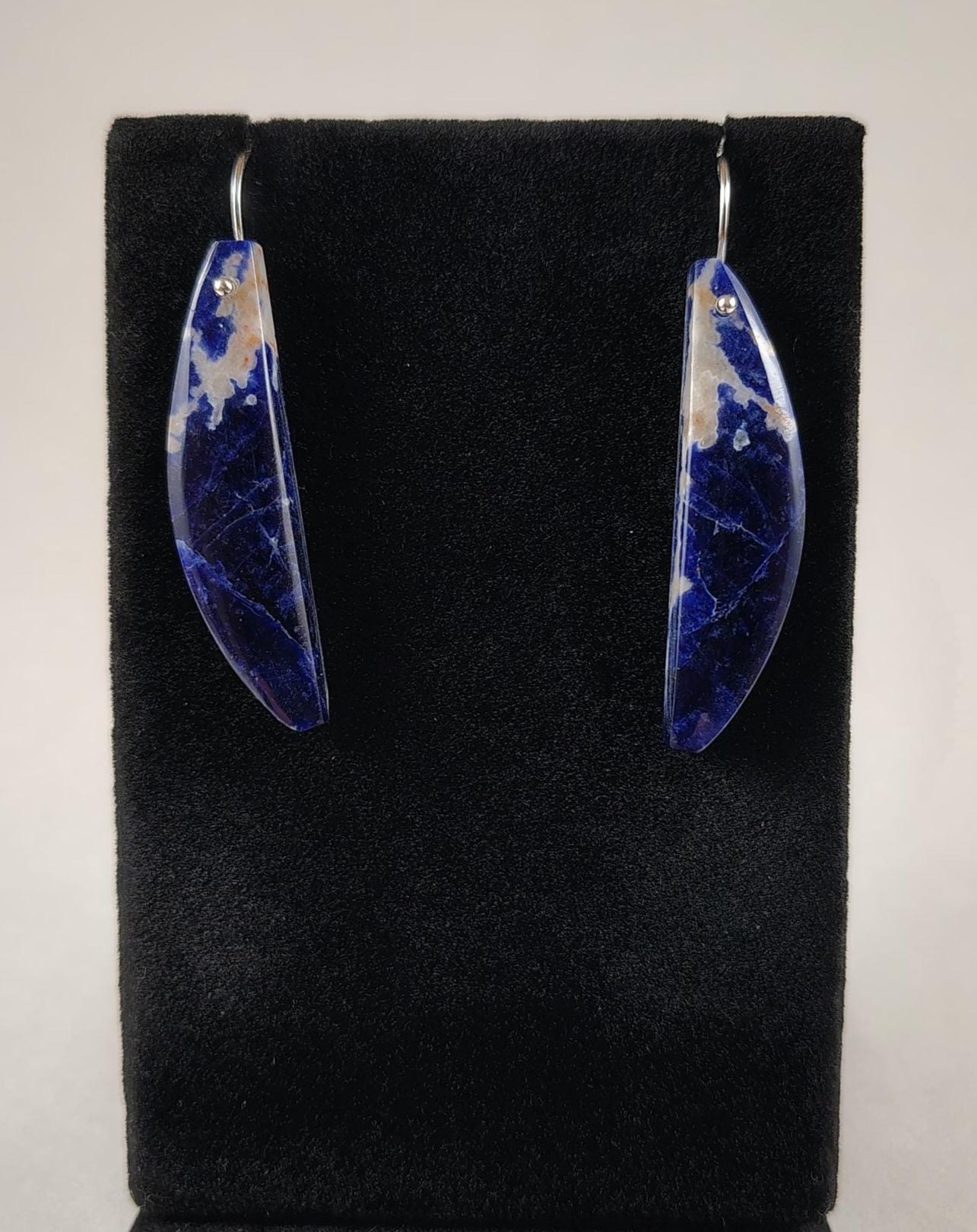 Sodalite And Sterling Silver Earrings Handmade By Chris Hay