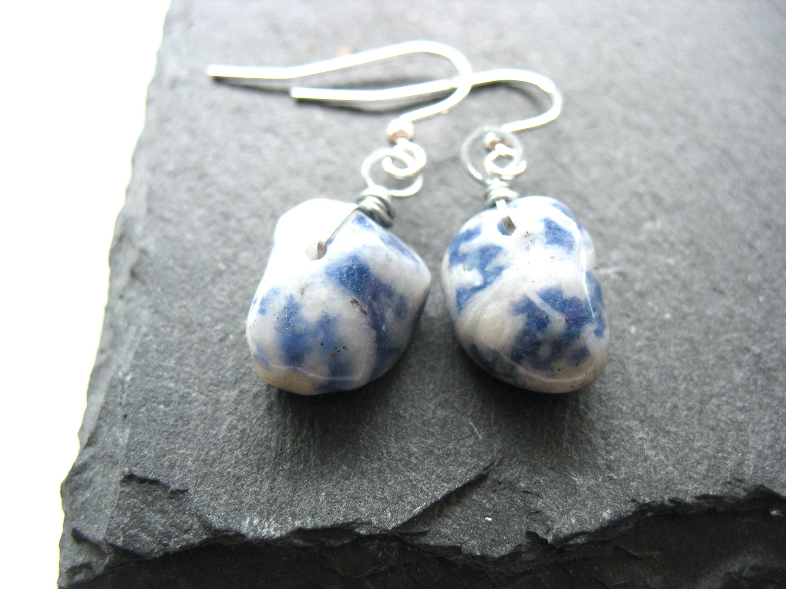 Blue Sodalite Gemstone Earrings Jewelry Handmade In Usa