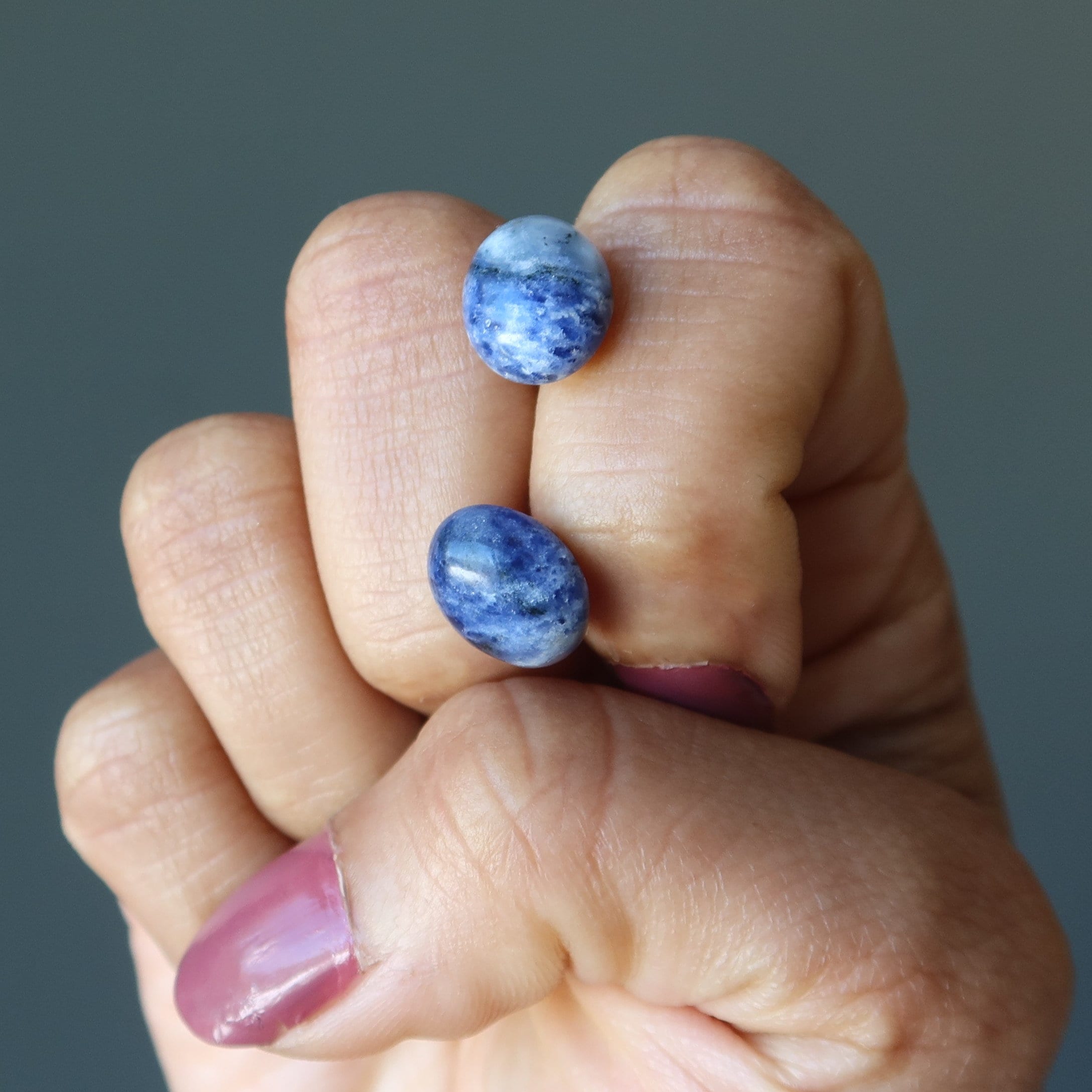 Sodalite Earrings Floating Blue Oval Sterling Silver Studs Sodalite Earrings Floating Blue Oval Sterling Silver Studs