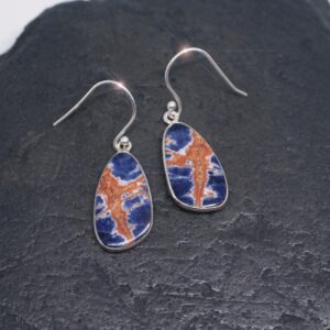Forever in Blue Jeans - Beautiful Blue and Orange Sodalite Drop Sterling Silver Earrings Forever in Blue Jeans - Beautiful Blue and Orange Sodalite Drop Sterling Silver Earrings