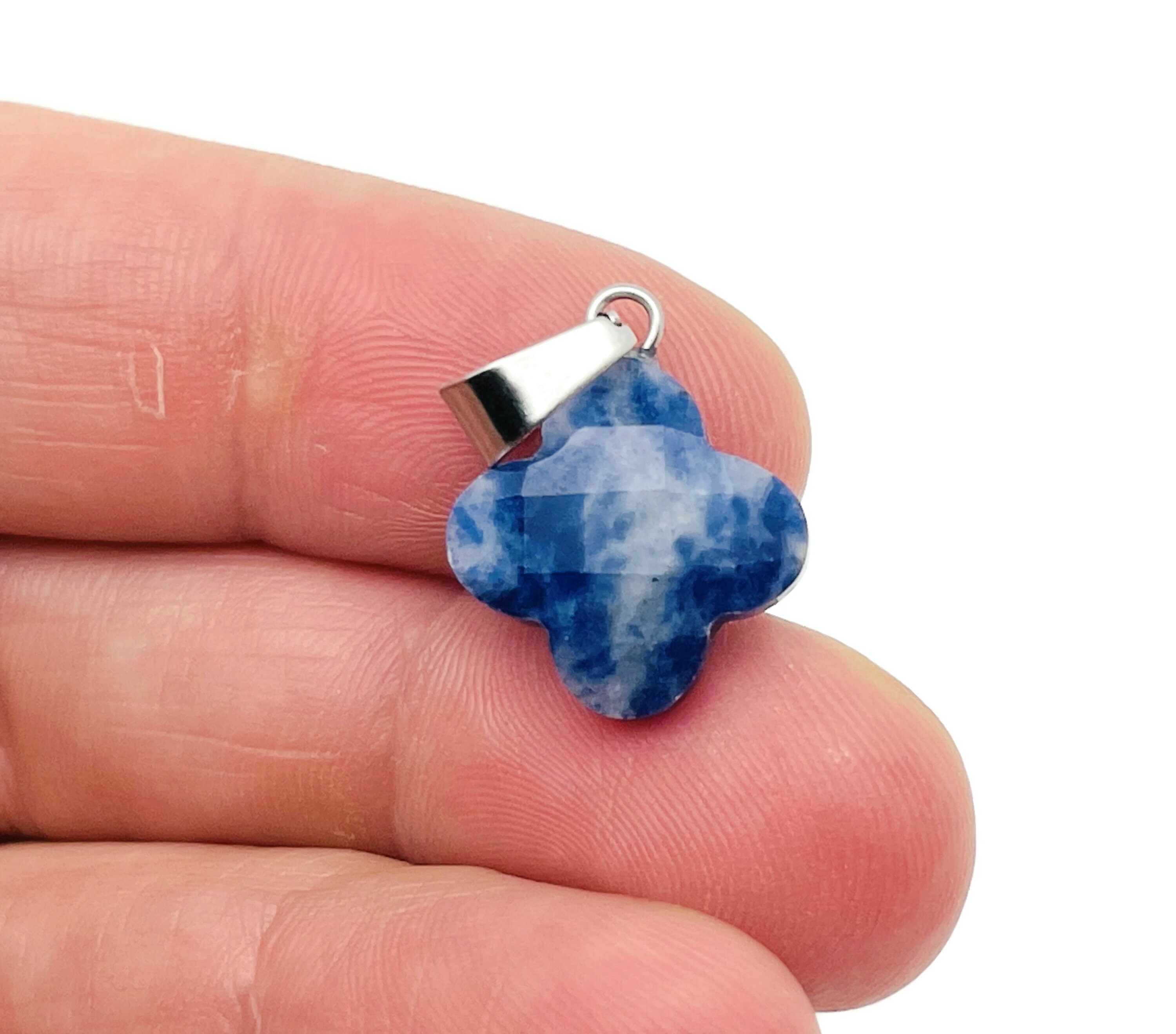 Sodalite Four-leaf Clover Crystal Pendants - Gemstone Charm For Necklace & Earring Making - Diy Jewelry Making Supplies - Nc1326