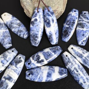Grade Aaa Blue White Barrel Sodalite Earring Pair Matched Natural One Of A Kind Gemstone