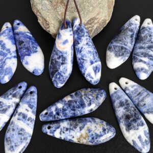 Grade Aaa Blue White Leaf Sodalite Earring Pair Matched Natural One Of A Kind Gemstone Grade Aaa Blue White Leaf Sodalite Earring Pair Matched Natural One Of A Kind Gemstone