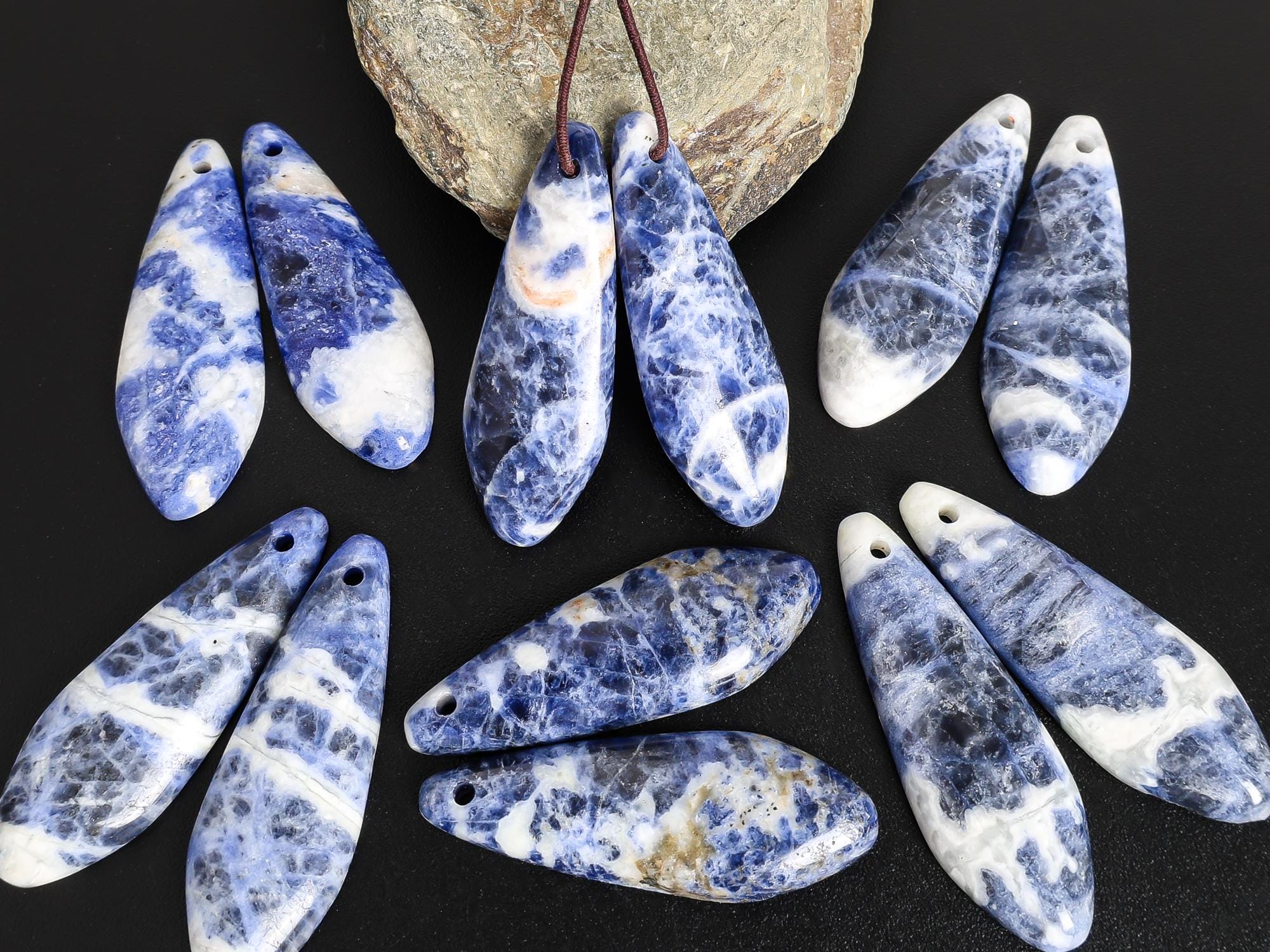 Grade Aaa Blue White Leaf Sodalite Earring Pair Matched Natural One Of A Kind Gemstone Grade Aaa Blue White Leaf Sodalite Earring Pair Matched Natural One Of A Kind Gemstone