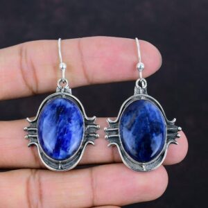 Handmade Sodalite Earrings: 925 Sterling Silver Gemstone Jewelry Handmade Sodalite Earrings: 925 Sterling Silver Gemstone Jewelry