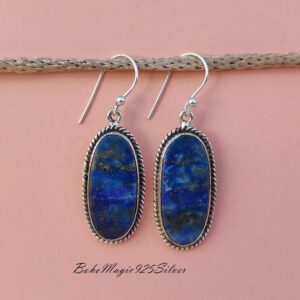 Handmade Sodalite 925 Sterling Silver Earrings: Blue Gemstone Jewelry Handmade Sodalite 925 Sterling Silver Earrings: Blue Gemstone Jewelry
