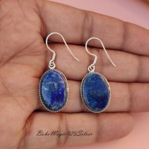 Handmade Sodalite Earrings: 925 Sterling Silver Gemstone Jewelry Handmade Sodalite Earrings: 925 Sterling Silver Gemstone Jewelry