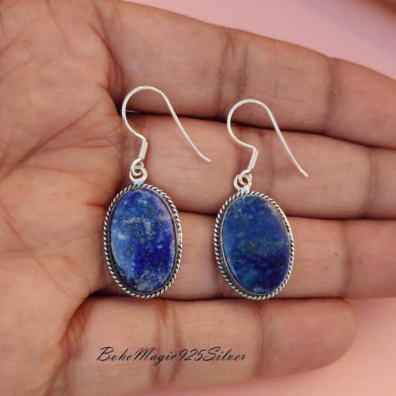 Handmade Sodalite Earrings: 925 Sterling Silver Gemstone Jewelry