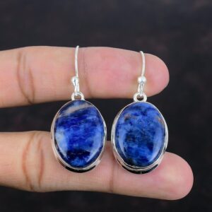 Handmade Sodalite Earrings: 925 Sterling Silver Gemstone Jewelry Handmade Sodalite Earrings: 925 Sterling Silver Gemstone Jewelry