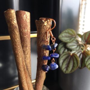 Handmade Sodalite Earrings, Copper Dangle Drop, Gift Box Handmade Sodalite Earrings, Copper Dangle Drop, Gift Box
