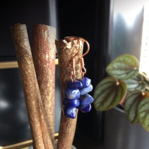 Handmade Copper Sodalite Drop Earrings, Gift Boxed Handmade Copper Sodalite Drop Earrings, Gift Boxed