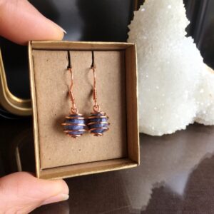 Handmade Sodalite Copper Earrings, Gift Boxed Handmade Sodalite Copper Earrings, Gift Boxed
