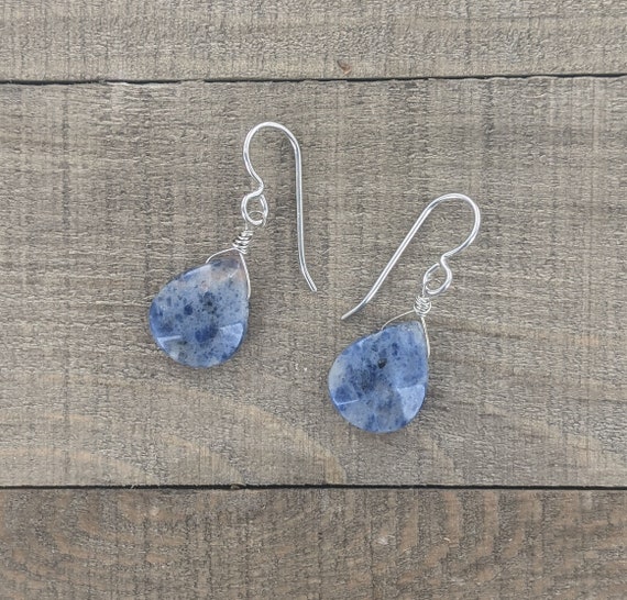 Handmade Sodalite Gemstone Earrings | Sterling Silver Pear Drops Handmade Sodalite Gemstone Earrings | Sterling Silver Pear Drops