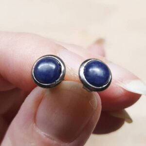 Hypoallergenic small Blue Sodalite stud earrings. Stainless steel 6mm Round post earrings. Crystal Reiki jewelry uk. Mineral jewelry Hypoallergenic small Blue Sodalite stud earrings. Stainless steel 6mm Round post earrings. Crystal Reiki jewelry uk. Mineral jewelry