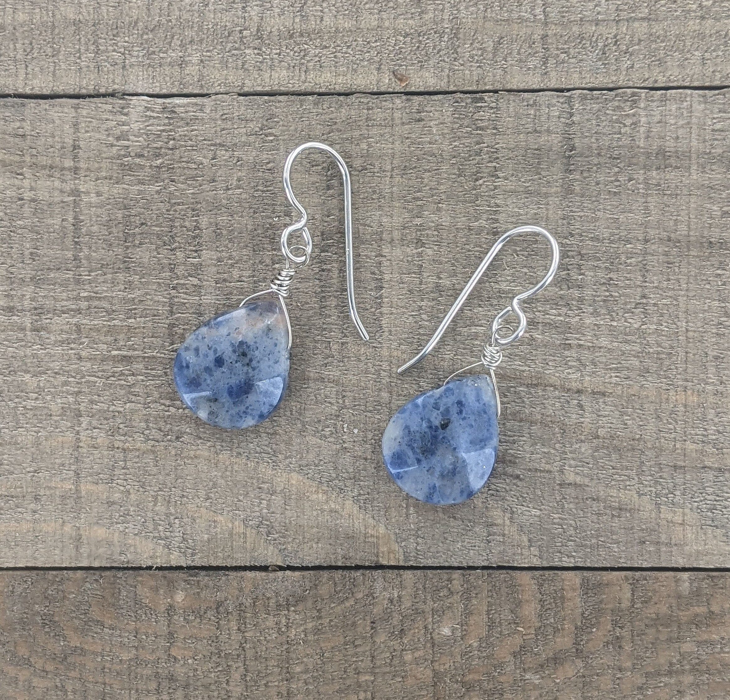 Sodalite Earrings In Silver, Dark Blue Jewelry, Dangle Earrings, Birthday & Christmas Gifts, Gifts For Women