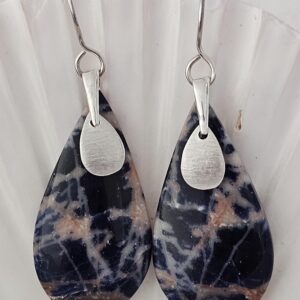 Large Teardrop Sodalite and sterling silver earrings