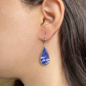 Sodalite Leverback Earring / 925 Sterling Silver / Healing Gemstone / Gift For Her / Pear Cab / Sodalite Jewel / Statement Earring Sdl-e-29. Sodalite Leverback Earring / 925 Sterling Silver / Healing Gemstone / Gift For Her / Pear Cab / Sodalite Jewel / Statement Earring Sdl-e-29.