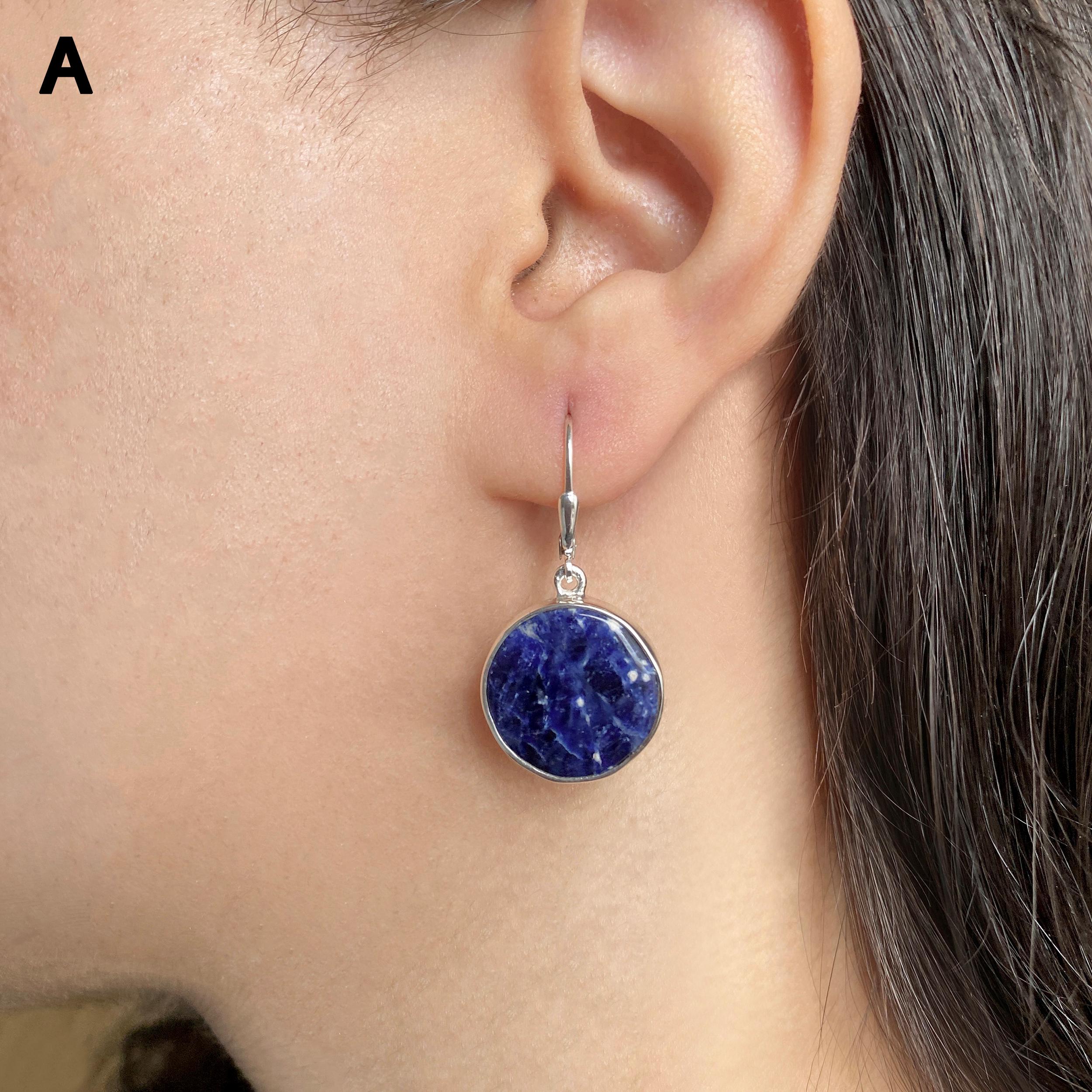 Sodalite Leverback Earring / 925 Sterling Silver Earring / Healing Gemstone / Gifts For Her / Natural Sodalite Jewellery / Statement Earring