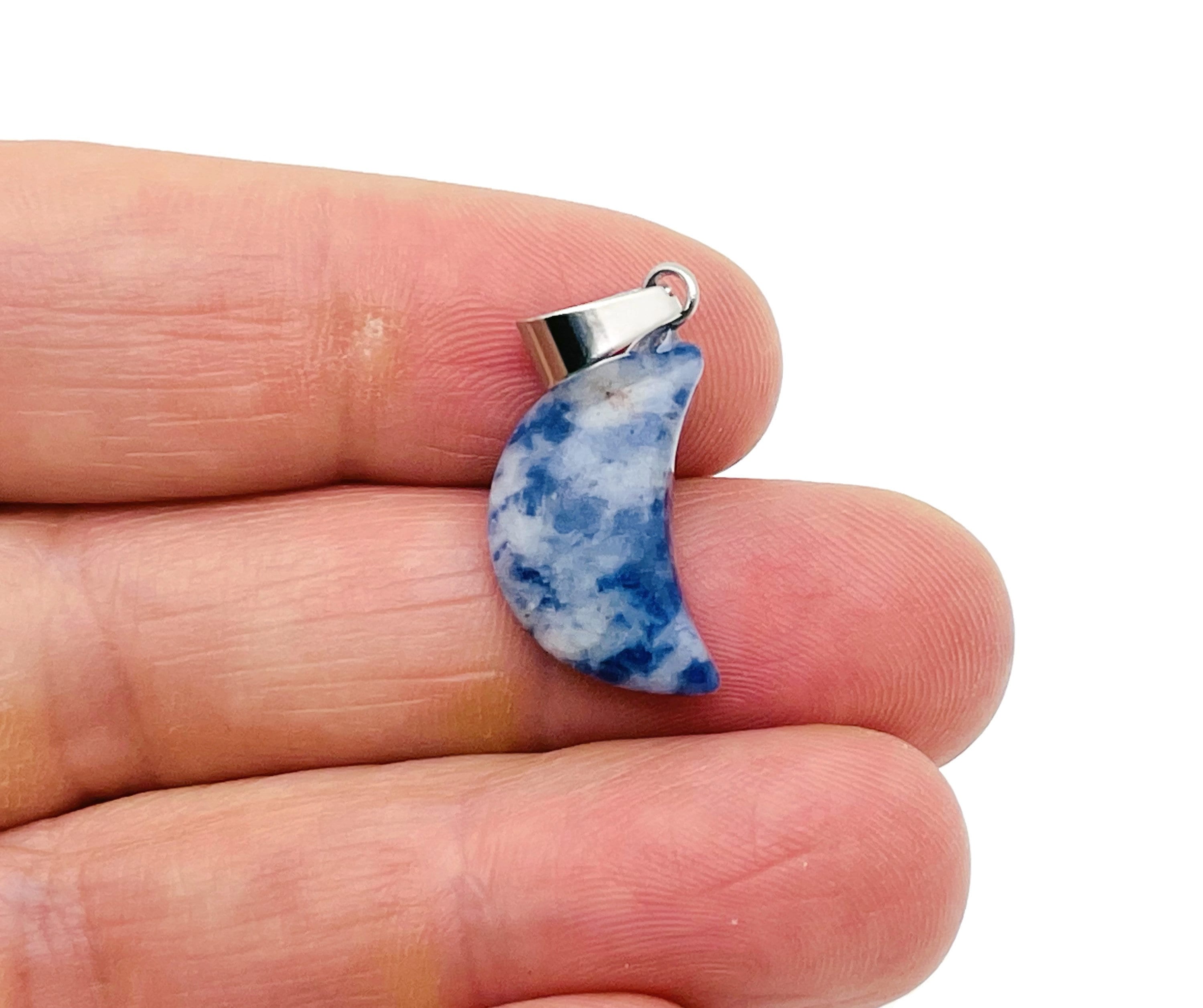 Sodalite Moon Pendant - Moon Earring Crystal - Crystals Healing - Jewelry Making Supplies - Mnc1013