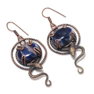 Natural Sodalite Earring, Copper Wire Wrapped Earrings Sodalite Gemstone Earring Copper Jewelry Dangle Earring Sodalite Jewelry Gift for Her Natural Sodalite Earring, Copper Wire Wrapped Earrings Sodalite Gemstone Earring Copper Jewelry Dangle Earring Sodalite Jewelry Gift for Her