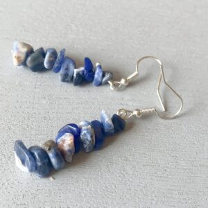 Raw Blue Stone Earrings Gold Silver Sodalite Earrings, Dangle Statement Earrings Blue Crystal Drop Earrings, Boho Earrings, Gifts For Mom Raw Blue Stone Earrings Gold Silver Sodalite Earrings, Dangle Statement Earrings Blue Crystal Drop Earrings, Boho Earrings, Gifts For Mom