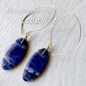 Real Blue Gemstone Earrings, Sodalite Crystal Jewelry, Throat Chakra Jewelry, Blue Crystal Drop Earrings 14k Gold Filled Hooks, Exact Pair Real Blue Gemstone Earrings, Sodalite Crystal Jewelry, Throat Chakra Jewelry, Blue Crystal Drop Earrings 14k Gold Filled Hooks, Exact Pair