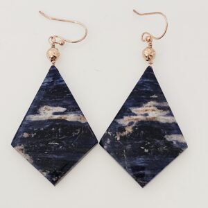 Rose Gold Filled and Large Sodalite Kite Earrings