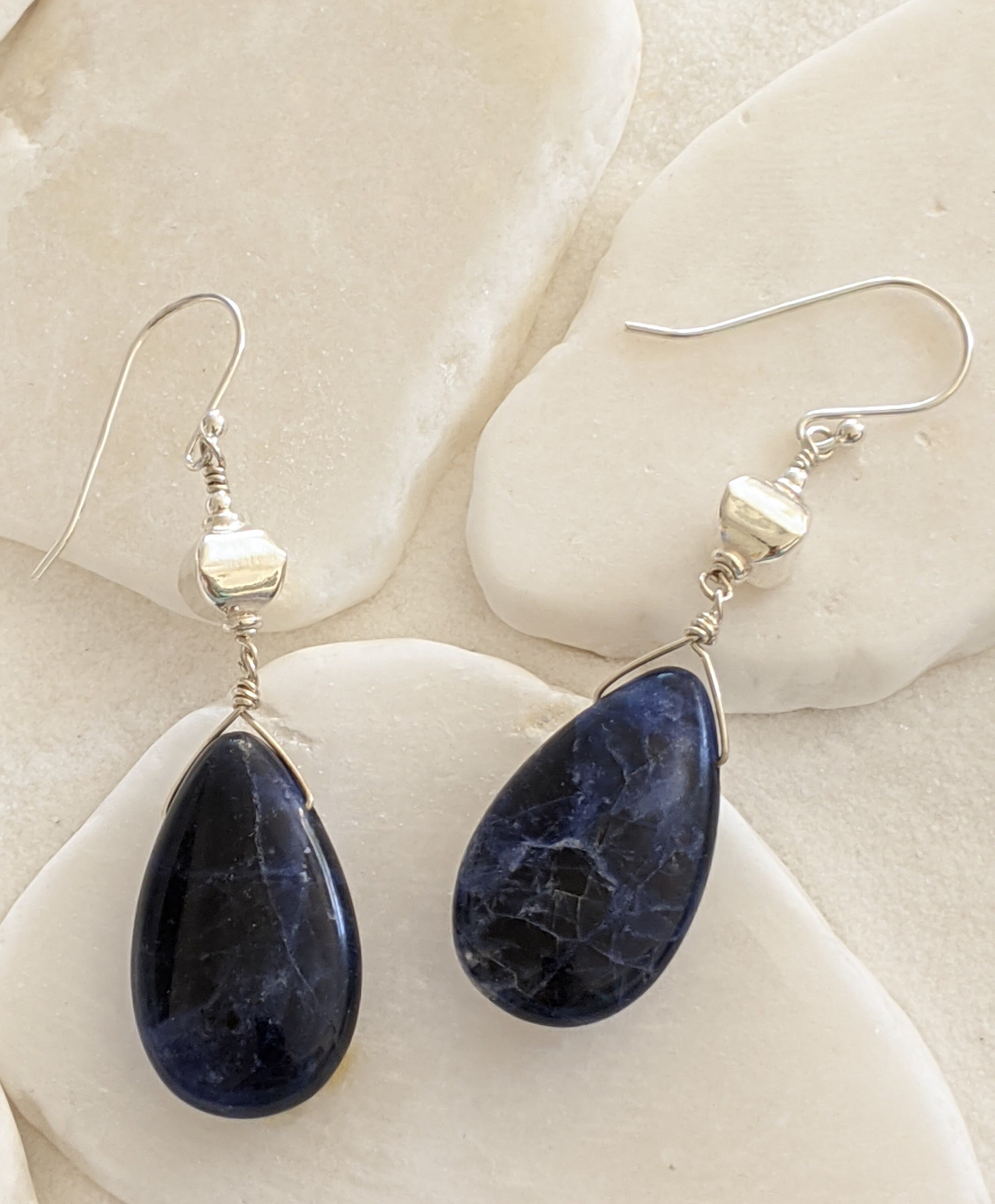 Sterling Silver And Sodalite Earrings
