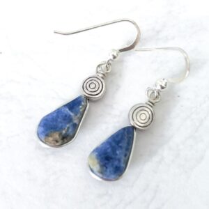 Sterling Silver & Sodalite Drop Earrings, Blue Sodalite Earrings, Blue Gemstone Earrings, Long Blue Sodalite Earrings, Silver Spiral Sterling Silver & Sodalite Drop Earrings, Blue Sodalite Earrings, Blue Gemstone Earrings, Long Blue Sodalite Earrings, Silver Spiral