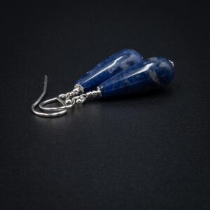 Sodalite sterling silver handmade teardrop blue earring : Sagittarius gift Sodalite sterling silver handmade teardrop blue earring : Sagittarius gift