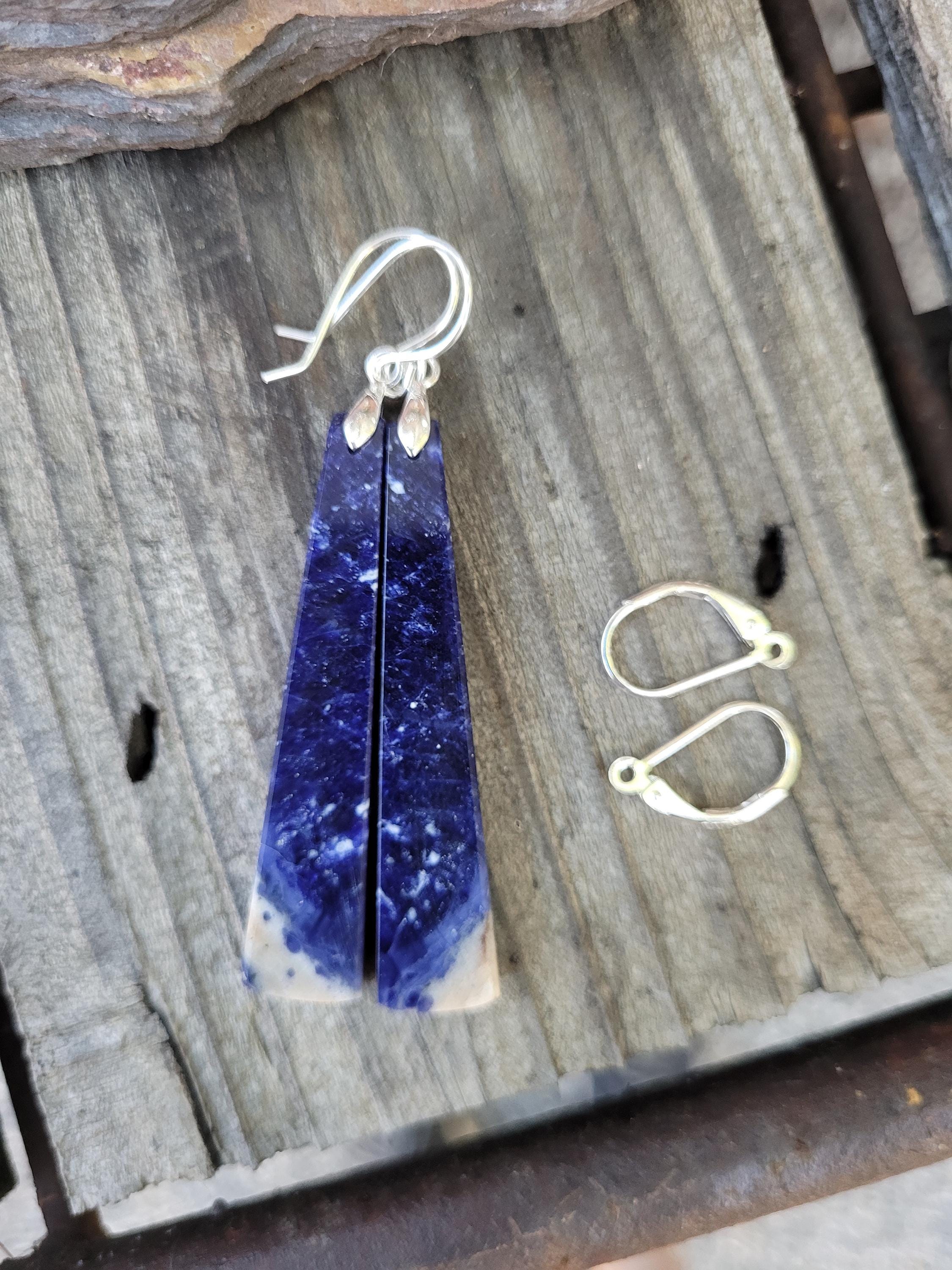 Unique Sodalite Earrings. Long Sodalite Earrings. Sterling Silver Sodalite Earrings Unique Sodalite Earrings. Long Sodalite Earrings. Sterling Silver Sodalite Earrings