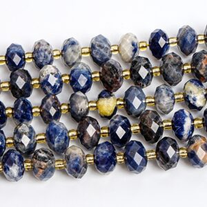 10x6mm Blue Sodalite Beads Grade Aaa Genuine Natural Gemstone Faceted Rondelle Loose Beads 15" / 7.5" Bulk Lot Options (110538)
