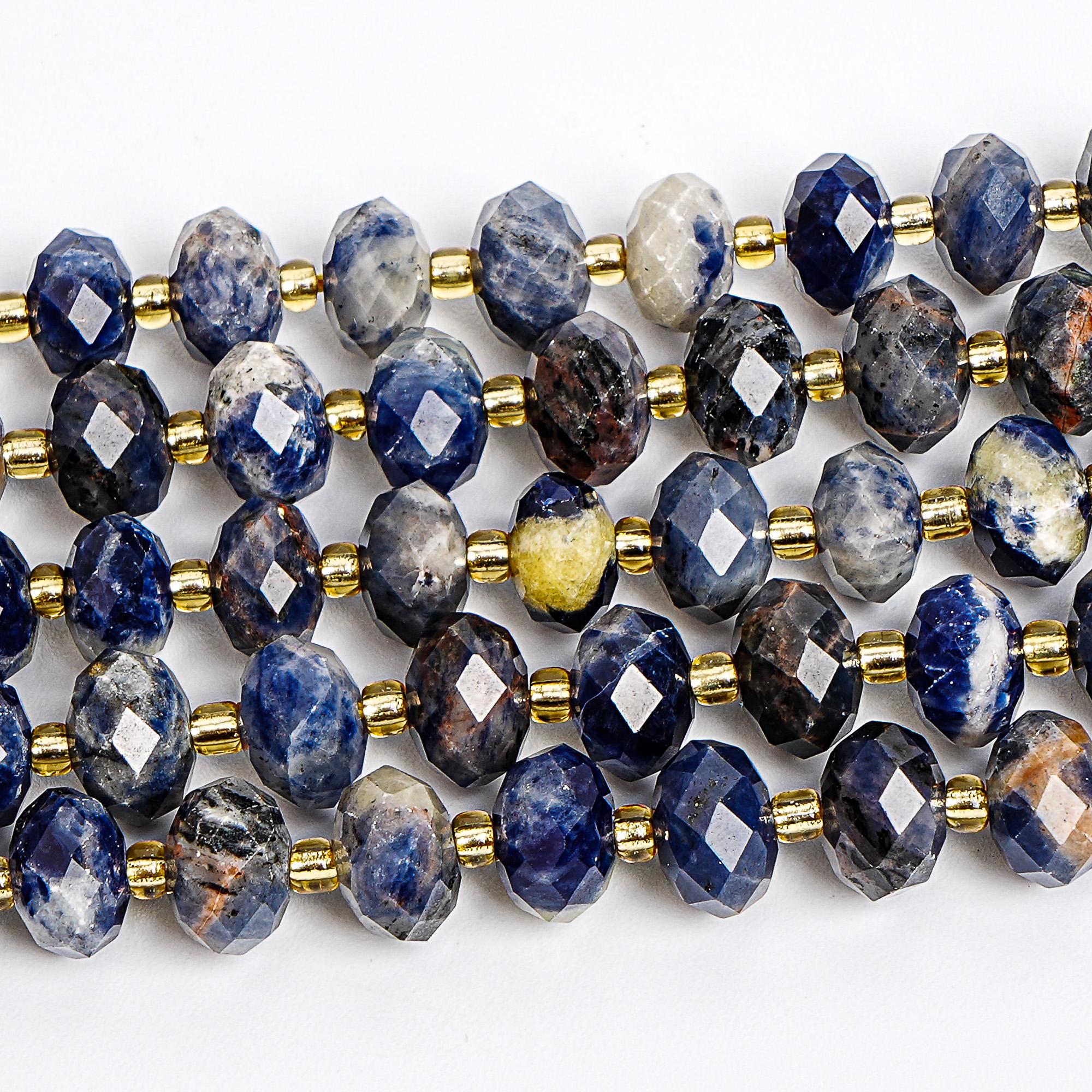 10x6mm Blue Sodalite Beads Grade Aaa Genuine Natural Gemstone Faceted Rondelle Loose Beads 15" / 7.5" Bulk Lot Options (110538)