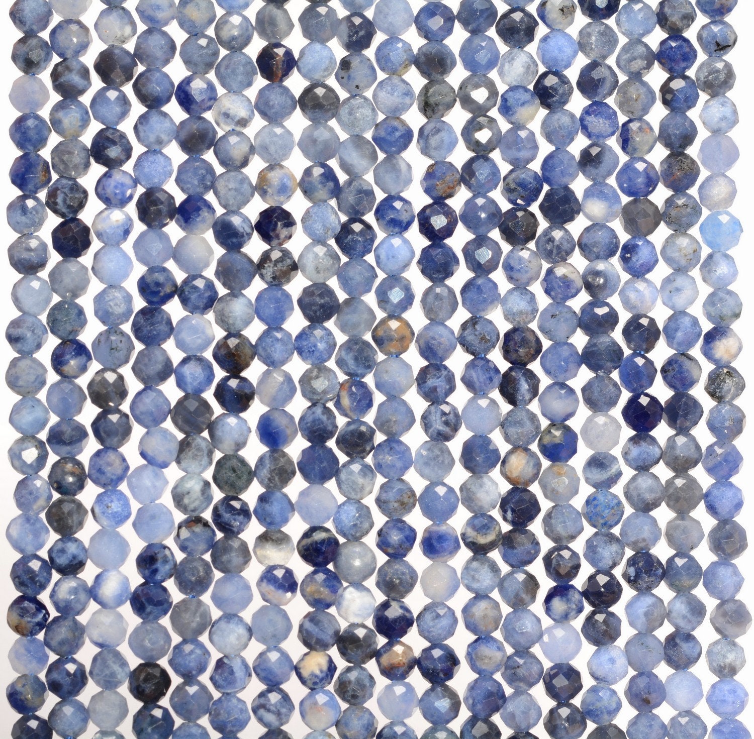 3mm Blue Sodalite Gemstone Grade Aa Micro Faceted Round Loose Beads 15.5 Inch Full Strand (80010189-a194)