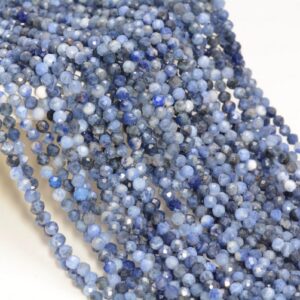 3mm Sodalite Gemstone Blue Micro Faceted Round Grade Aa Beads 15.5inch Bulk Lot 1,6,12,24 And 48 (80010189-a194)