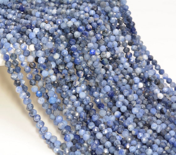 3mm Sodalite Gemstone Blue Micro Faceted Round Grade Aa Beads 15.5inch Bulk Lot 1,6,12,24 And 48 (80010189-a194)
