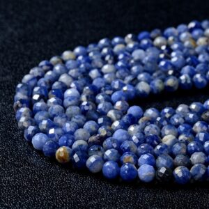 4mm Natural Sodalite Gemstone Grade Aa Micro Faceted Round Loose Beads 15 Inch Full Strand (80009438-p32)