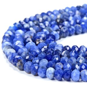 4x3mm Natural Sodalite Gemstone Grade Aaa Micro Faceted Rondelle Loose Beads 15 Inch Full Strand (80016397-p62)