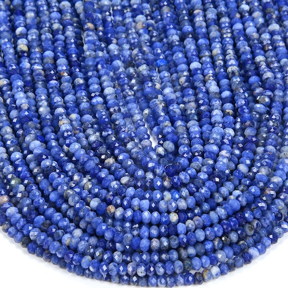 4x3mm Natural Sodalite Gemstone Grade Aaa Micro Faceted Rondelle Beads 15 Inch Full Strand Bulk Lot 1,2,6,12 And 50 (80016397-p62)