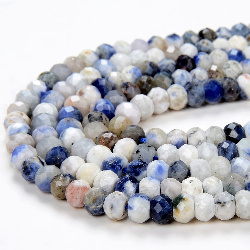6x4mm Natural Rare White Sodalite Gemstone Grade Aaa Micro Faceted Rondelle Loose Beads (p37)