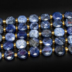 8mm Blue Sodalite Beads Grade Aa Genuine Natural Gemstone Faceted Coin Loose Beads 15"/7.5" Bulk Lot Options