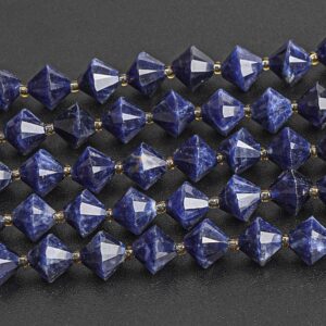 8mm Dark Blue Sodalite Beads Grade Aa Genuine Natural Gemstone Bicone Faceted Loose Beads 15"/7.5" Bulk Lot Options